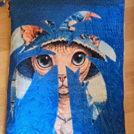 Tapis palmier sphynx bleu